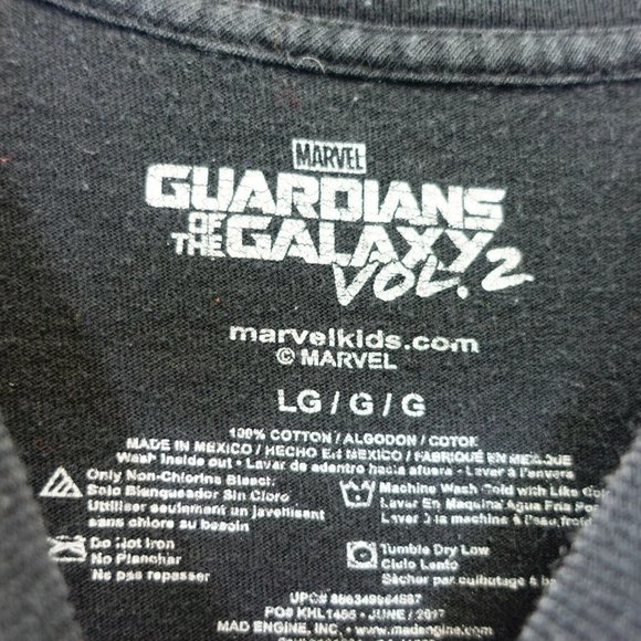 MARVEL Boy Cotton Black Tee T-Shirt LARGE Guardians of the Galaxy Vol 2 Stretch‎ - Picture 3 of 11